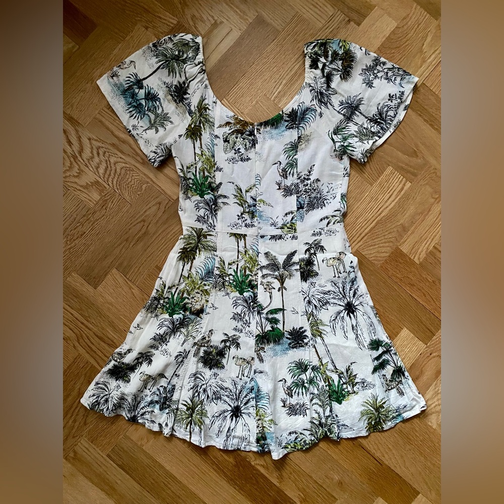 ZARA Tropical Print White Dress - Picture 6 of 7